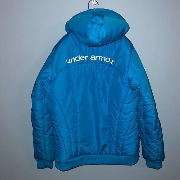Under Armour Girls Youth XL  sky blue Winter Puffer Hooded Jacket - Picture 6 of 8